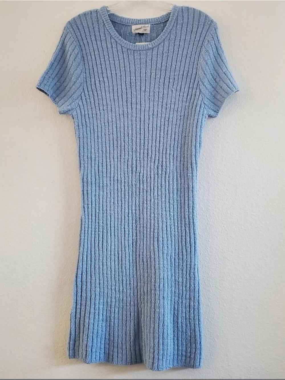 Universal Thread Light Blue Ribbed Knit Short Sleeve Dress